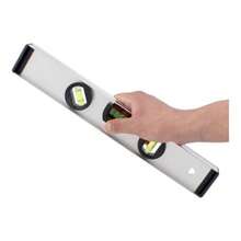 Nivel de burbuja profesional Fumetax 14" (35 cm), aluminio de alta precisión, herramienta para instalación y decoración DIY, construcción, medición exacta en proyectos de hogar, carpintería y electricidad, durable y confiable para profesionales - Plateado - Ver 2