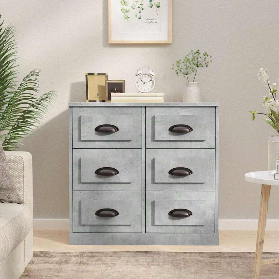 vidaXL Sideboard In Betongrau 70x35,5x67,5 Cm Aus Holzwerkstoff - Grey - View 1