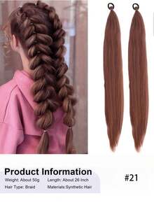 2pcs 26-Inch Halloween/Christmas Purple, Green, Blue, Pink, Red, Gold Colorful DIY Braiding Clip-In Hair Extensions, Synthetic Long Straight Hair, Heat Resistant Fluffy Ponytail Hair Pieces, Suitable For Women And Girls - Multicolor - View 24