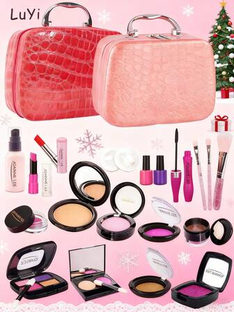 Barnleksaker med smink och kosmetika (utan färgläggning), realistiskt prinsesshandväskeset, födelsedags-/julklapp för flickor