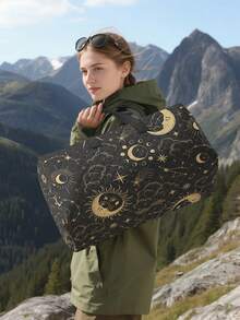 Cartoon Bow Girl Pattern Printed Fashion Travel Tote Bag, Multifunctional Handbag & Shoulder Bag, Suitable For Outdoor, Travel, Fitness, Camping, Hiking, Back To School Essentials, Holiday Travel Necessity, Travel Bag, Travel Accessories - Multicolor - View 9