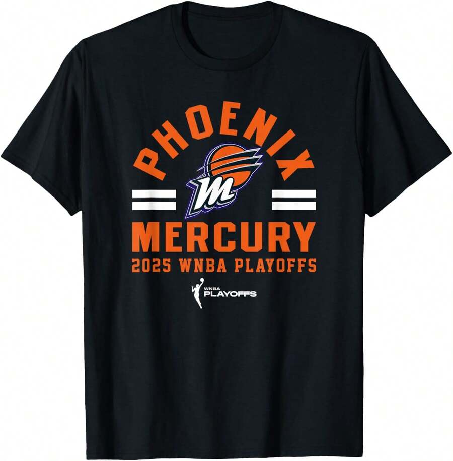 WNBA Official Phoenix Mercury 2025 Playoffs Worlds Collide T-Shirt - 黑色 - 查看 1