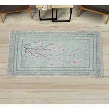 Retro Mid Century Abstract Pattern Rug On Ivory Background, Dark Orange And Reseda Green, 4' X 5' 5", Ideal For Bedroom, Dorm And Living Room - 薄荷綠和粉紅色 - 查看 1