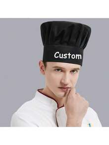 Customized Chef Hat, Adult Adjustable Elastic Baker Kitchen Cooking Chef Cap, Dust-Proof Hat, Work Hat For Bakery, Cafe, Dessert Shop, Restaurant, Kitchen, Anti-Hair Loss, Washable And Reusable