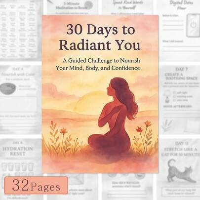 30-Day Shine Plan - 32-Page Guide Focused On Mindfulness, Body & Confidence, Includes Daily Reflections, Thought-Provoking Questions & Inspirational Artwork To Support Personal Growth, Featuring Calming Illustrations In A Motivational Journal