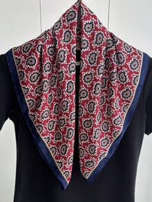 1 pieza Pañuelo de seda sintética con estampado de cachemira para hombre, pañuelo versátil para el cuello, diadema, decoración