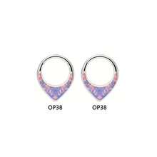 1 件水滴形低过敏性 316L 不锈钢鼻环，16G 鼻中隔环穿刺饰品，8mm/10mm 镶嵌白色/蓝色/紫色/粉色蛋白石鼻环，金色和银色可选，吊坠耳环 - 彩色 - 查看 23