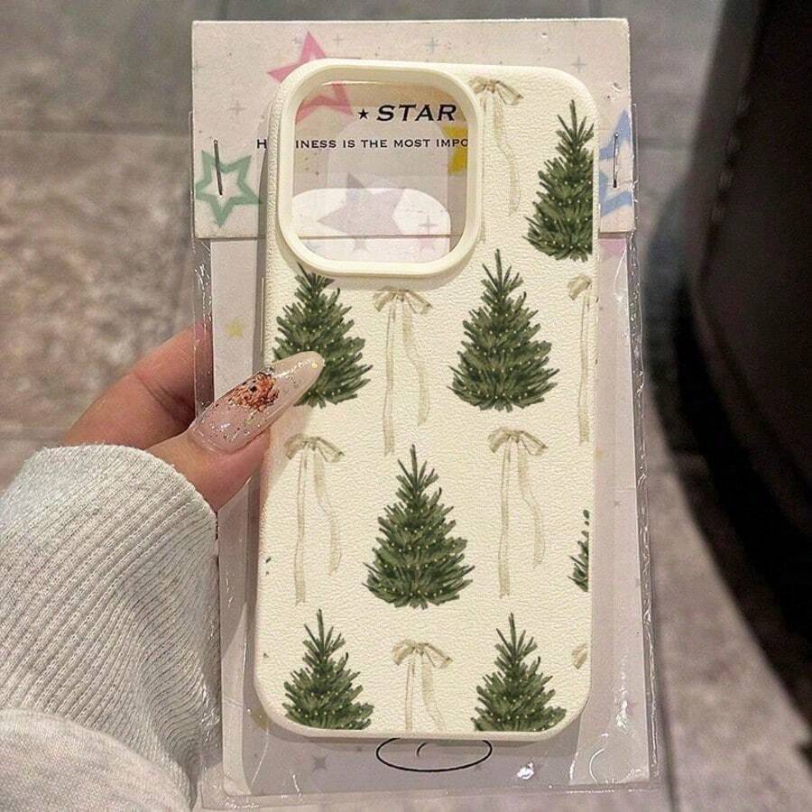 Funda para  con diseño de casa en el bosque y lazo, compatible con los modelos  16E, 15, 14, 13, 12 y las series 11/X/XR/XS MAX/Pro/PLUS/Pro MAX. Fabricada en TPU con textura imitación piel de cocodrilo, esta elegante funda protectora ofrece resistencia a los golpes, protección contra caídas y resistencia a las manchas. Una opción imprescindible para uso personal o para regalar. Perfecta para San Valentín, Acción de Gracias, Halloween, Navidad y otras ocasiones festivas. - Beis - Ver 1