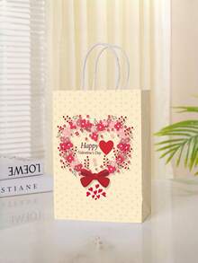 Love Valentine's Day Gift Bag, Wedding Companion Gift Kraft Paper Handbag, Mother's Day Gift Packaging Paper Bag, Love Gift Bag, Gift Storage Bag, Valentine's Day Love Romantic Bag - Multicolor - View 5