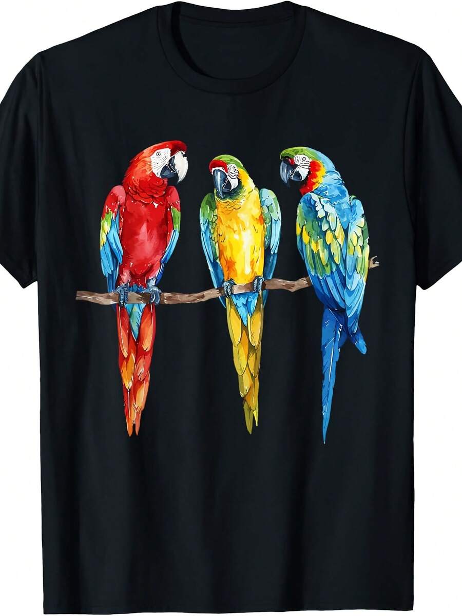Colorful Parrot Watercolor T-Shirt - Style 30 - View 1