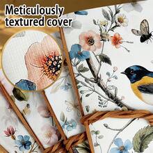 1 件，A5，80 页，鸟和花素描本，叶形吊坠皮革书签，绘画本，空白笔记本，非常适合旅行素描、便携式旅行计划、DIY 日记、创意写作，适用于学校、办公室、家庭、艺术用品、完美礼物、节日礼物 - A5 - 查看 4