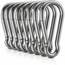 8 PCS Heavy Duty Carabiner Clips, NO Rust 1360lbs 304 Stainless Steel Carabiners, 2.36 Inch D - Ring Snap Hook Keychain Spring Clips Gym, Pet Leashes, Camping, Car, Farm - 20PCS 304 Stainless Steel Clips - View 2