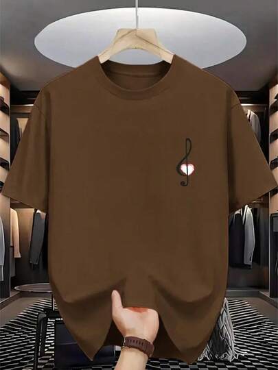 Camiseta Unissex 100% Algodão - Estampa Clave de Sol com Coração  Verão    Ajuste Regular    Nenhum    Halloween  Natal