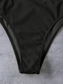 New Arrival Spring/Summer Sexy & Elegant Black Solid Color One-Shoulder Women's One-Piece Swimsuit, Suitable For Beach, Vacation, Party, And Date - Black - View 5