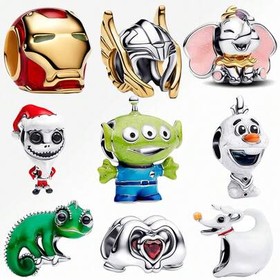 Disney 1 Piece Of Snow Treasure Silver Plated Charm Suitable For Bracelets, Necklaces, DIY Jewelry Gifts