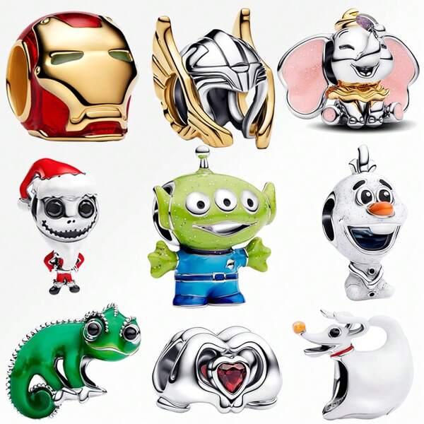 Disney 1 Piece Of Snow Treasure Silver Plated Charm Suitable For Bracelets, Necklaces, DIY Jewelry Gifts