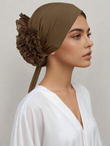 纯色雪纺大檐帽盖头头巾围巾