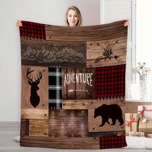 Deep Forest Theme, Bigfoot And Forest, Elk, Bear Patterns,Super Soft Flannel Printed  Blanket,As Birthday Gifts, Family, Wedding, Souvenir Blankets, Polyester Blankets Suitable For All Seasons, Washable, Machine Washable, Lightweight, Breathable, Comfortable, Warm, Unique, 280gsm For Him, Her Personalized Ideal Gifts For Her, Him, Family, Boyfriend, Girlfriend, Father, Family, Mother, Lover, Daughter, Son, Grandfather, Grandmother, Friend, Classmate, Pet.    Perfect Nap, Camping, Travel, Home, Daily Life, Office Decoration, Birthday, Anniversary, Valentine's Day, Thanksgiving, Christmas, Halloween, Mother's Day, Father's Day, Wedding, New Year Gifts ,Sofa,Bed,Car,Bedroom,Living Room,Office,  Outdoor Camping, Beach,Wall Decoration - Nhiều màu 6 - Xem 4
