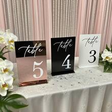 金色亚克力镜面数字桌牌，12*18厘米婚礼桌号，带支架 - 彩色 - 查看 12