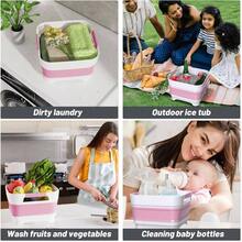 Collapsible Dish Basin With Drain, 9L2.4Gal Capacity, Space Saving Portable Sink Bottle, Kitchen, Camping RV, Gray - 粉色 - 查看 7