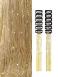 12Pcs Hair Tinsel Clip In 20Inch Glitter Tinsel Hair Extensions Clip In Hair Tinsel Kit Heat Resistant Shiny Sparkle Fairy Hair Accessories For Women Girls (Purple) (Sky Blue) - Multicolor - View 14