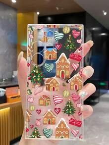 Funda para  con diseño de cabaña y árbol de Navidad, apta para los modelos  16E/15/14/13/12/11/PRO/PLUS/PROMAX/MINI, compatible con las series  S/A/M/NOTE,  S/G/EDGE/E, Transsion SPARK/HANTOM/CAMON/INFINIX, Series Honor 400/PLAY/X/Y, OPPO Reno/A/F,  14/Redmi/POCO/NOTE. Transparente, sencilla, elegante y duradera, fabricada con material TPU protector. Perfecta para San Valentín, Halloween, Navidad y otras ocasiones festivas: una opción ideal para uso personal o para regalar. - transparente - Ver 5