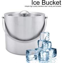Stainless Steel Insulated Double Wall Ice Bucket With Lid And Handle For Wedding Party Picnic (3 Liters) - Silver - View 3