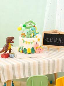 1pc Soft Clay Dinosaur Cake Topper, Cute Cartoon Decor For Kids Birthday Cake, Baby Shower Gift