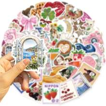 50 件美观的 Pinterest 贴纸美观的乙烯基贴纸高品质贴纸贴花剪贴簿、日记、笔记本电脑、保险杠、滑板、水瓶、电脑、手机贴纸可以为您的生活带来很多乐趣，是送给成人的完美礼物 - 彩色 - 查看 4