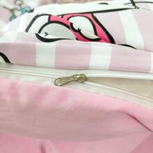 Juego de ropa de cama de 3 piezas con estampado lindo de Sanrio - Hello Kitty (1 funda nórdica + 2 fundas de almohada, sin relleno) tamaño completo, suave y cómodo, adecuado para dormitorio, hogar, hotel, todas las estaciones, con cierre de cremallera y funda de almohada, multicolor, ropa de cama extra grande, juego de funda nórdica extra grande