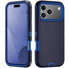 The All Inclusive Phone Case For  17/Apple  Air/16/15/14/13/12 Plus Pro Promax Is Designed With A Combination Of TPU And PC Materials. It Adopts A Double-Layer Design, Made Of TPU And PC, Providing Anti Slip And Shock Absorption Functions, Sturdy And Durable, And A Minimalist Protective Shell - Dark Blue - View 2