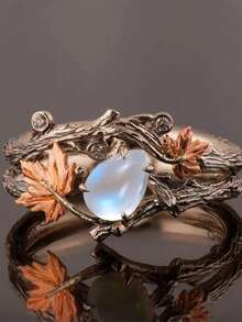 Nuevo anillo de diseño de hoja de arce vintage de moda, anillos únicos para mujeres - Multicolor - Ver 1
