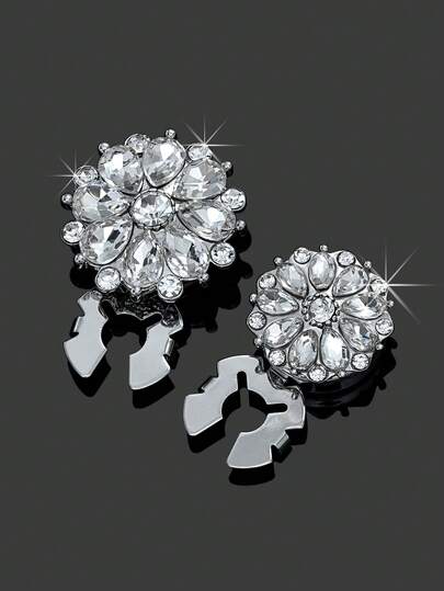 1/2/4 件 17/22 毫米女士水钻纽扣套、水晶纽扣套、可拆卸夹扣套、服装用水晶花式纽扣、带钳子的纽扣按扣（适用于礼服衬衫配饰）、铅色