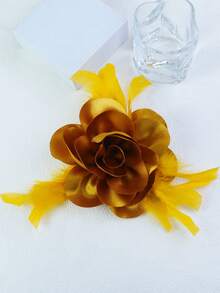 20cm 2025 Autumn/Winter Elegant Satin Rose Flower Feather Brooch, Fashion Clothing/Shoe/Bag/Hat Accessory, Versatile Design - Roses - View 14