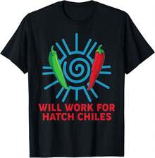 New Mexico Chili Peppers Will Work For Hatch Chiles T-Shirt Damen T-Shirt Grafik-T-Shirts Crop Tops Outfits Tops T-Shirt - Schwarz - Übersicht 2
