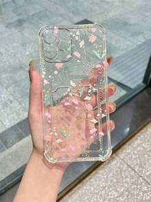 Spring Printed Transparent Card Holder Phone Case With Card Slots Waterproof Shockproof Anti-Fall Scratch ResistantFOR-YOUR-BELOVED-PHONEFashionable, Gifts For Women - 款式1(1件) - 查看 4