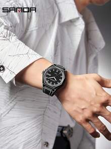SANDA. SANDA SD9090 漫画风格石英八角形表壳 5ATM 防水+夜光日历个性化男女手表 - 黑色 - 查看 4