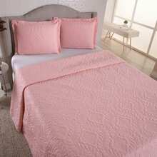 Luxury Bedspread For All Sizes + 2 Pillowcase Kit - Lots Of Elegance & Style! - 乾枯玫瑰色 - 查看 1