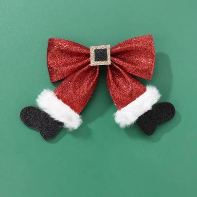 2 Stück Weihnachts-Rot Schleifen Haarclips, festliche Feiertags-Party Haaraccessoires, glitzernde Schleifen Haarspangen, Weihnachtsparty Dekorationen