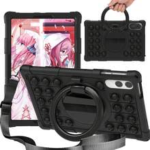 Tablet Case With 360° Handle Stand, Fashionable Stress Relief Bubble Design Protective Cover For Matepad 10.4/11/X8a 11", X9 11.5", Pad SE 11", XPAD, Tab M11, M10 10.3", Galaxy Tab S9fe S10 2025, S10fe, Galaxy Tab A11 Plus 11", A11 8.7" Tablet Silicone Case - Black - View 4