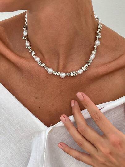 1pc Unique Design Faux Pearl Necklace, Versatile Choker Necklace, Suitable For All Occasions, Great Gift Choice