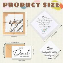 2 Pcs Wedding Handkerchiefs 12.6 Inch Embroidered Happy Tears Handkerchief Mother Of Bride Gifts Father Of Bride Gifts With Wedding Day Card - ban đầu - Xem 2