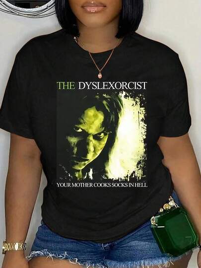 100% Cotton The Dyslexorcist Your Mother Cooks Socks In  Round Neck Short Sleeve T-Shirt Women's Men's Graphic Tee