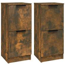vidaXL 2 Stück Sideboards Aus Geräucherter Eiche, 30x30x70 Cm, Holzwerkstoff - Yellow - View 2