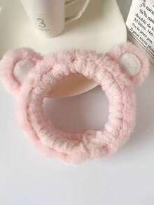 1pc Women's Solid Color Plush Bear Headband, Casual Versatile Hair Accessory Suitable For Daily Wear, Home Use, And Campus Women Bandanas Winter Head Wrap Warm