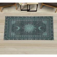Retro Mid Century Abstract Pattern Rug On Ivory Background, Dark Orange And Reseda Green, 4' X 5' 5", Ideal For Bedroom, Dorm And Living Room - 灰青色 - 查看 1