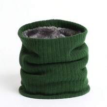 1pc Solid Color New Thickened Fleece Neck Warmer, Knitted Elastic Thermal Neck Gaiter For Men & Women, Winter