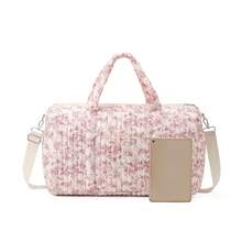 大容量绗缝旅行包，周末短途旅行收纳包，轻便可水洗孕妇住院包，配有肩带，行李袋，旅行包，过夜包，耐用旅行整理包，邮轮必备，度假必备，男女通用 - 彩色 - 查看 3