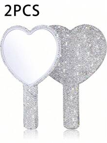 1 Peça Espelho de Maquiagem em Forma de Coração Cravejado de Diamantes, Espelho de Vaidade de Cristal Cintilante de Luxo, Adequado para Viagem, Casa ou Presente, Maquiagem, Barato, Decoração de Quarto, Vaidade, Viagem, Quarto, Acessórios de Maquiagem, Espelho, Espelho de Vaidade, Mini Espelho, Espelho Compacto, Espelho Pequeno, Espelho de Mão, Barato, Enfeites de Meia, Maquiagem, Ferramentas de Maquiagem, Coisas Baratas, Presentes, Presentes para Mulheres, Presentes de Natal