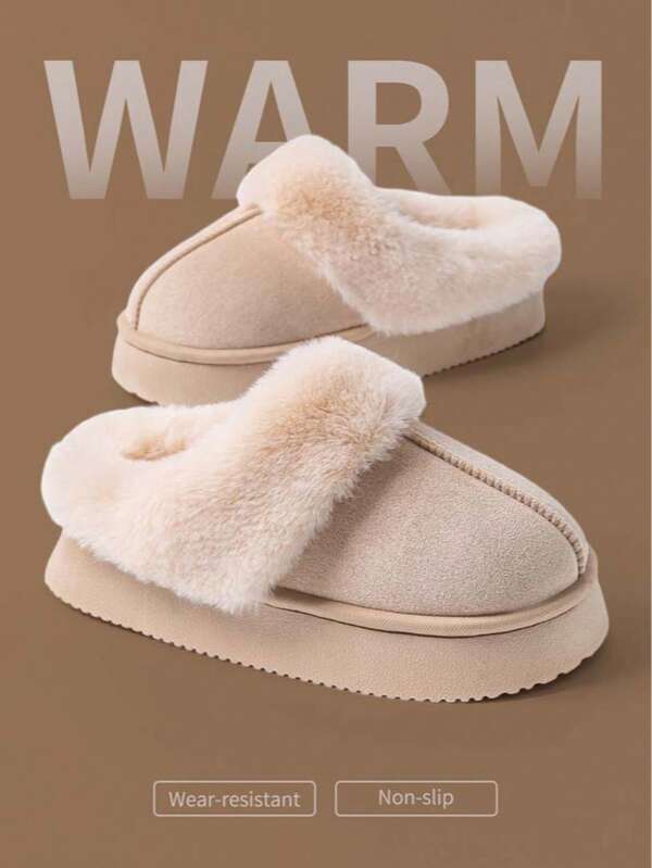 New Cute Cartoon Pig Plush Slippers For Women, Indoor Non-Slip Comfortable Thick Fur Slippers For Outdoor Wear, Autumn/Winter